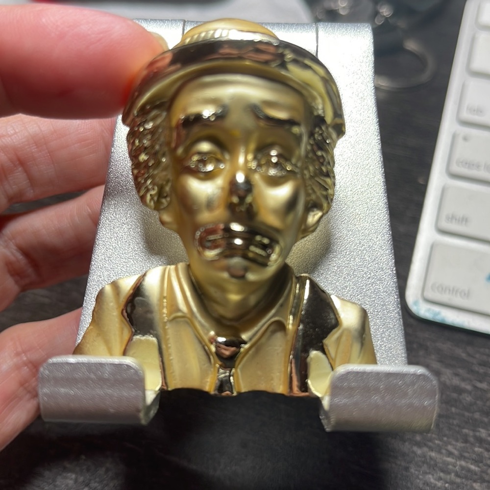 SAD GOLD TONE PIN 2 1/4 inch by 2 inch
